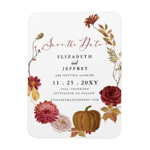 Rustic Pumpkin Autumn Fall Save The Date  Magnet