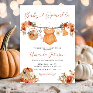  Rustic Pumpkin Baby Clothes Baby Sprinkle Invitation