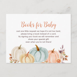 Rustic pumpkin Baby Shower  - Bring a book insert  Invitation Postcard