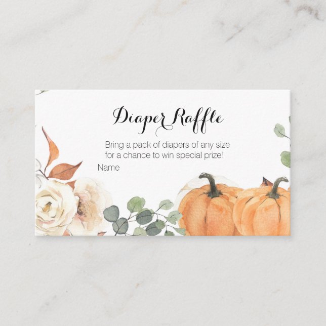 Rustic pumpkin Baby Shower - Diaper Raffle Card (Front)
