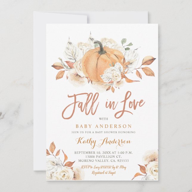 Rustic Pumpkin Baby Shower Fall in Love  Invitation (Front)