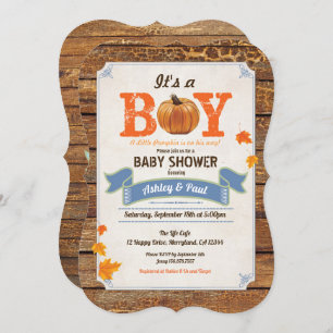 Rustic pumpkin baby shower invitation retro wood
