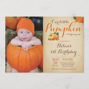 Rustic Pumpkin Birthday Invitation First Bday