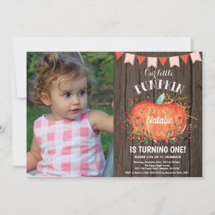 Rustic Pumpkin Birthday Invitation Pink
