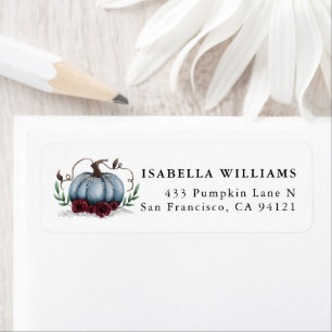 Rustic Pumpkin Blue Silver Return Address Return Address Label