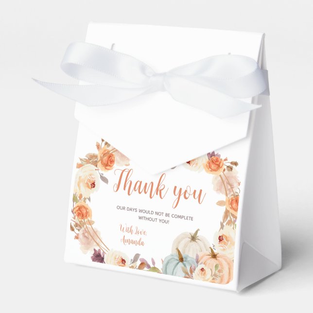 Rustic Pumpkin Boho Floral Fall in love Favour Box (Front Side)