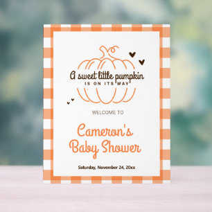 Rustic Pumpkin Boy and Girl Baby Shower Welcome Acrylic Sign