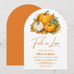 Rustic Pumpkin Burnt Orange Fall in Love Wedding Invitation