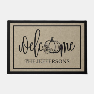 Rustic Pumpkin Charm Welcome Doormat