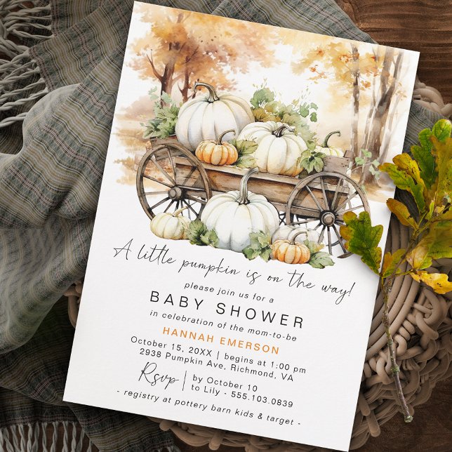 Rustic Pumpkin | Cute Neutral Fall Baby Shower Invitation (Creator Uploaded)