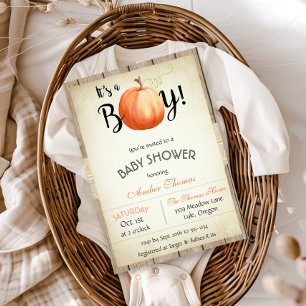Rustic Pumpkin Fall Baby Shower Invitation