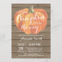 Rustic Pumpkin Fall Baby Shower Invitation Card