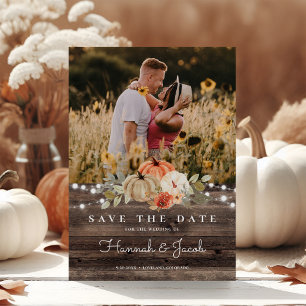 Rustic Pumpkin Fall Barn Wood Wedding Save The Date