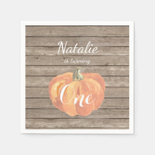 Rustic Pumpkin Fall First Birthday Party Napkin