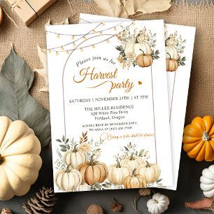 Rustic Pumpkin Fall Floral Harvest Party Invitation
