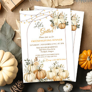 Rustic Pumpkin Fall Floral Thanksgiving Dinner Invitation