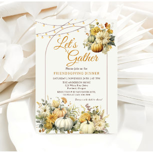 Rustic Pumpkin Fall Floral Thanksgiving Dinner Invitation