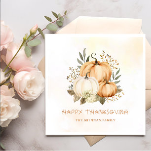 Rustic Pumpkin Fall Floral Thanksgiving Dinner Napkin