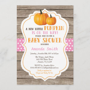 Rustic Pumpkin Fall Girl Baby Shower Invitation