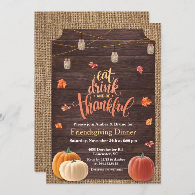 Rustic Pumpkin Fall Housewarming Invitation (Front/Back)