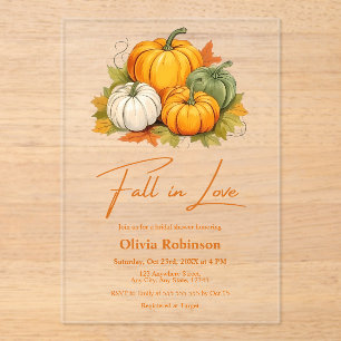 Rustic Pumpkin Fall in Love Bridal Shower  Acrylic Invitations