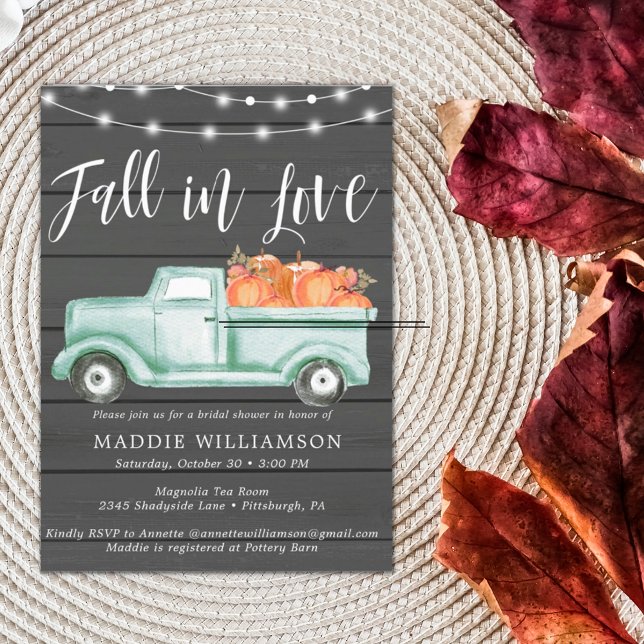Rustic Pumpkin Fall in Love  Bridal Shower Invite (Creator Uploaded)