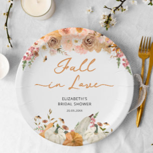 Rustic Pumpkin Fall in love Paper Plate