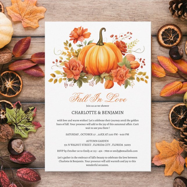 Rustic Pumpkin Fall or Autumn Couple Shower  Invitation (Creator Uploaded)