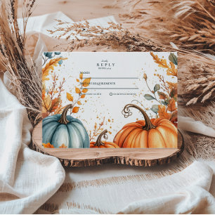 Rustic Pumpkin Fall Wedding RSVP Card