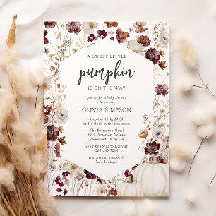 Rustic Pumpkin Fall Wildflower Baby Shower Invitation