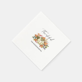 Rustic Pumpkin Family Name Thanksgiving Napkin