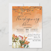 Rustic Pumpkin Festive Lights Orange Thanksgiving