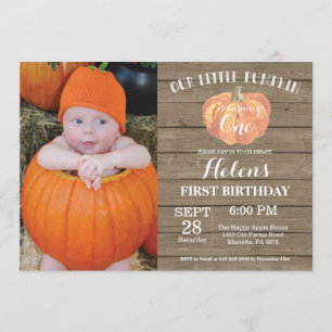 Rustic Pumpkin First Birthday Invitation