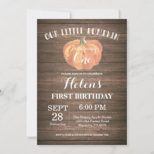 Rustic Pumpkin First Birthday Invitation