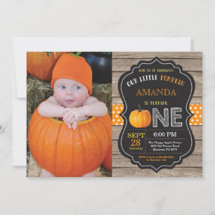 Rustic Pumpkin First Birthday Invitation Orange
