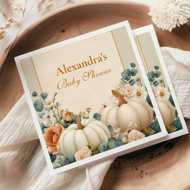 Rustic Pumpkin Floral Baby Shower Napkin (Creator Uploaded)