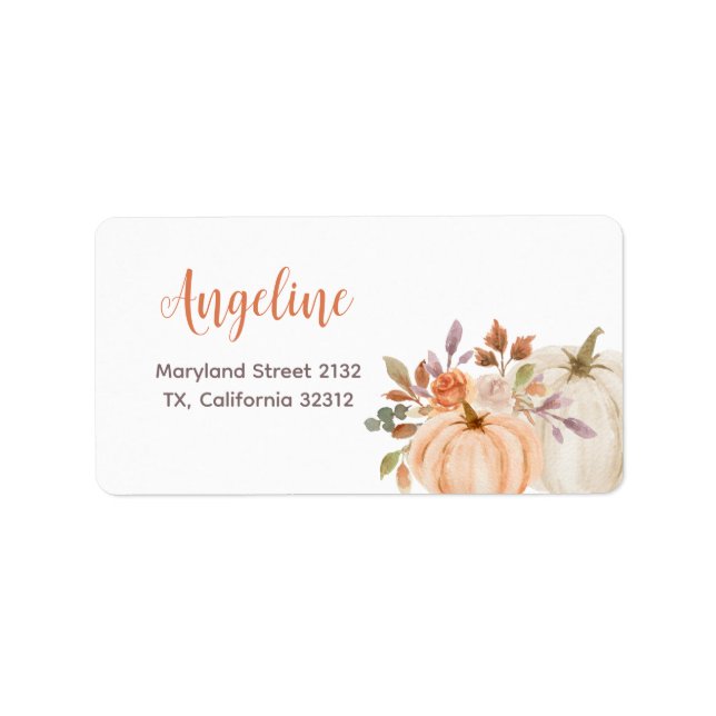 Rustic Pumpkin Floral Bridal Shower Address Label (Front)