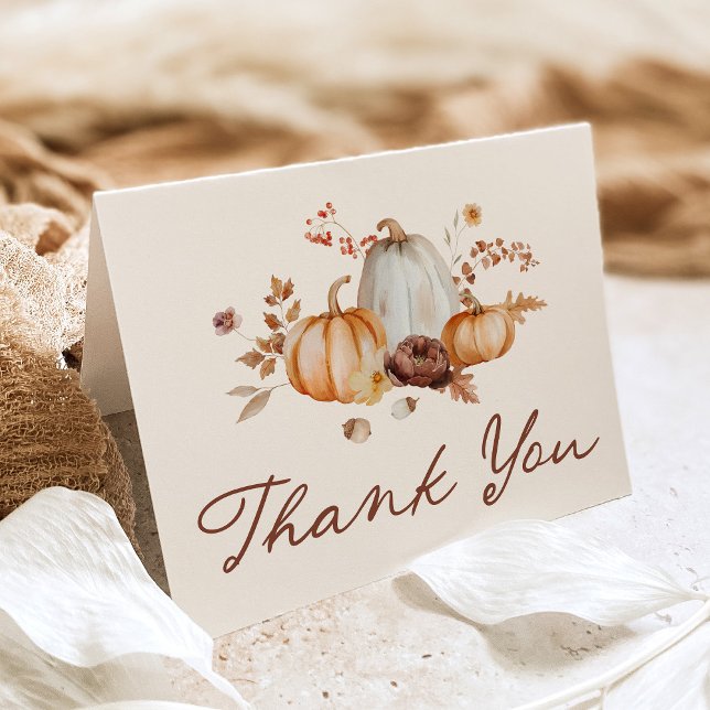 Rustic Pumpkin Floral Bridal Shower Thank You Card (Creator Uploaded)