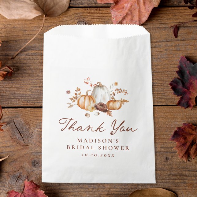 Rustic Pumpkin Floral Bridal Shower Thank You Favour Bag (Creator Uploaded)