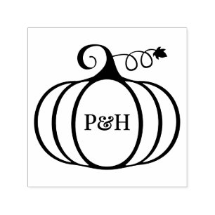 Rustic Pumpkin Frame 2 Initial Couple Monogram Self-inking Stamp