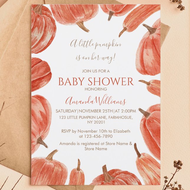  Rustic Pumpkin Girl Baby Shower  Invitation (Creator Uploaded)