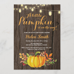 Rustic Pumpkin Mason Jar String Lights Baby Shower Invitation