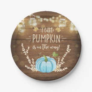 Rustic Pumpkin Paper Plates Fall Shower Wood