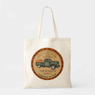 Rustic Pumpkin Patch Farm Vintage Truck Fall Plaid Tote Bag