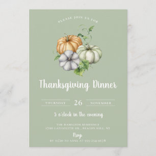 Rustic Pumpkin Patch Thanksgiving Dinner Sage Invitation
