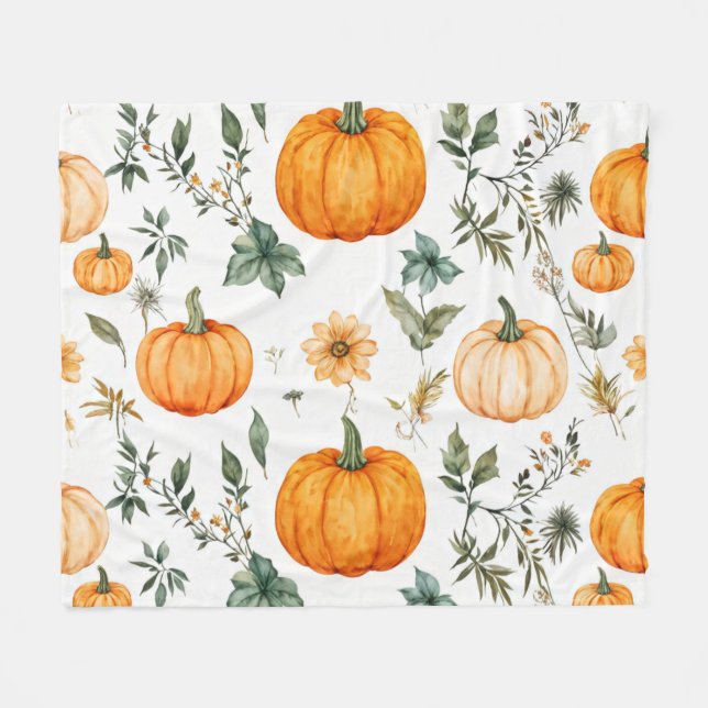 Rustic Pumpkin Pattern Fleece Blanket (Front (Horizontal))