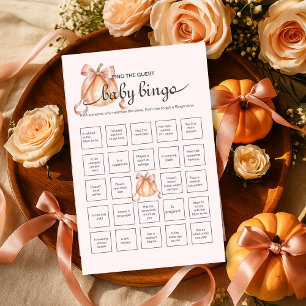 Rustic Pumpkin pink find the guest baby bingo game