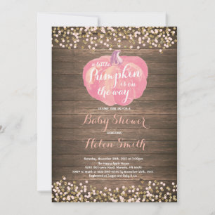 Rustic Pumpkin Pink Gold Baby Shower Invitation