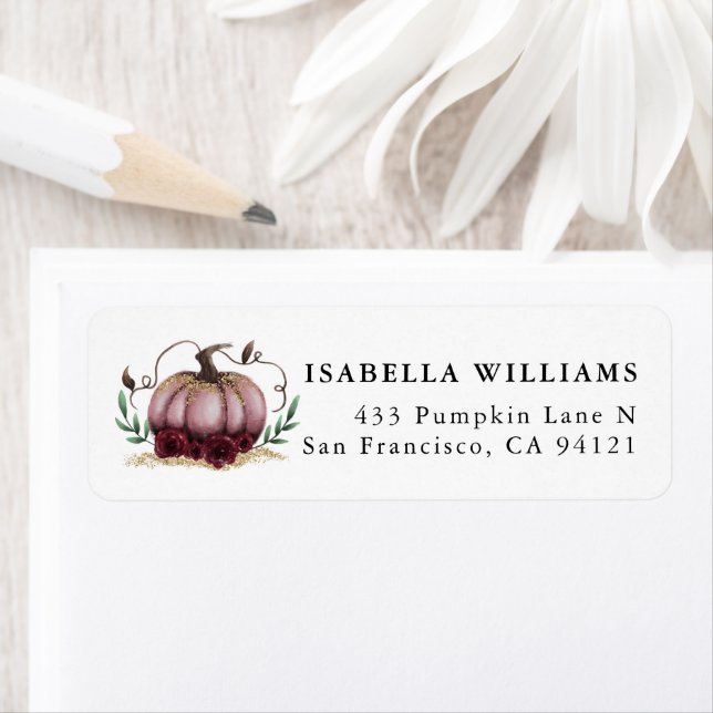 Rustic Pumpkin Pink Gold Return Address Label (Insitu)