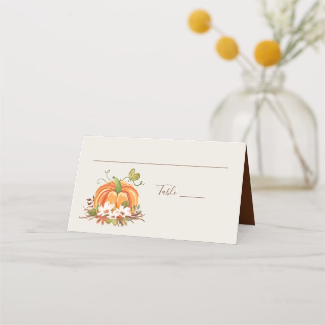 Rustic Pumpkin Place Card Autumn Fall Shower (Front)